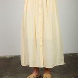 Textured Button-Front Midi Skirt - Butter Yellow