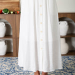 Textured Button-Front Midi Skirt - White