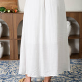 Textured Button-Front Midi Skirt - White