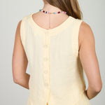 Textured Sleeveless Back Button Detail Top - Butter Yellow