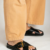 Barb Buckle Slide Sandal in Black