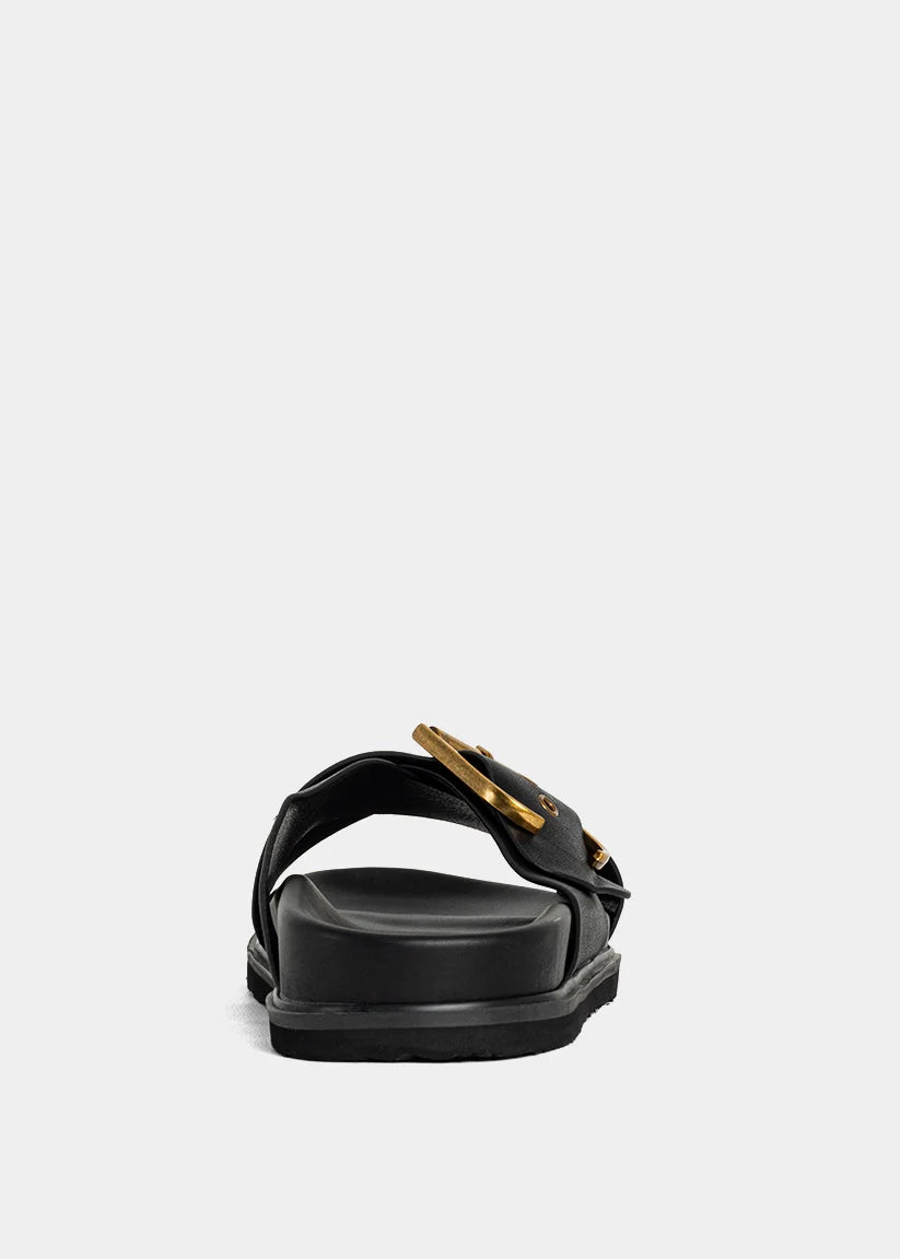 Barb Buckle Slide Sandal in Black