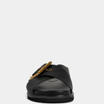 Barb Buckle Slide Sandal in Black