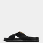 Barb Buckle Slide Sandal in Black