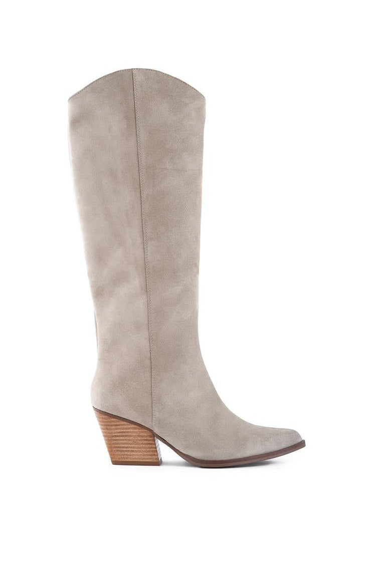 Begging You Tall Boot in sand suede, side view