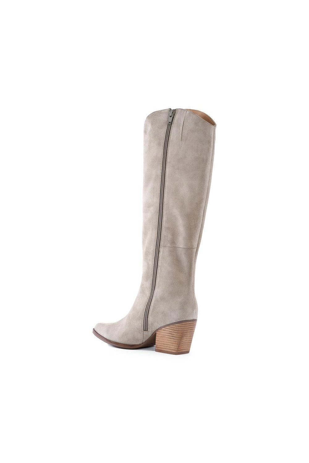 Begging You Tall Boot in sand suede, back view