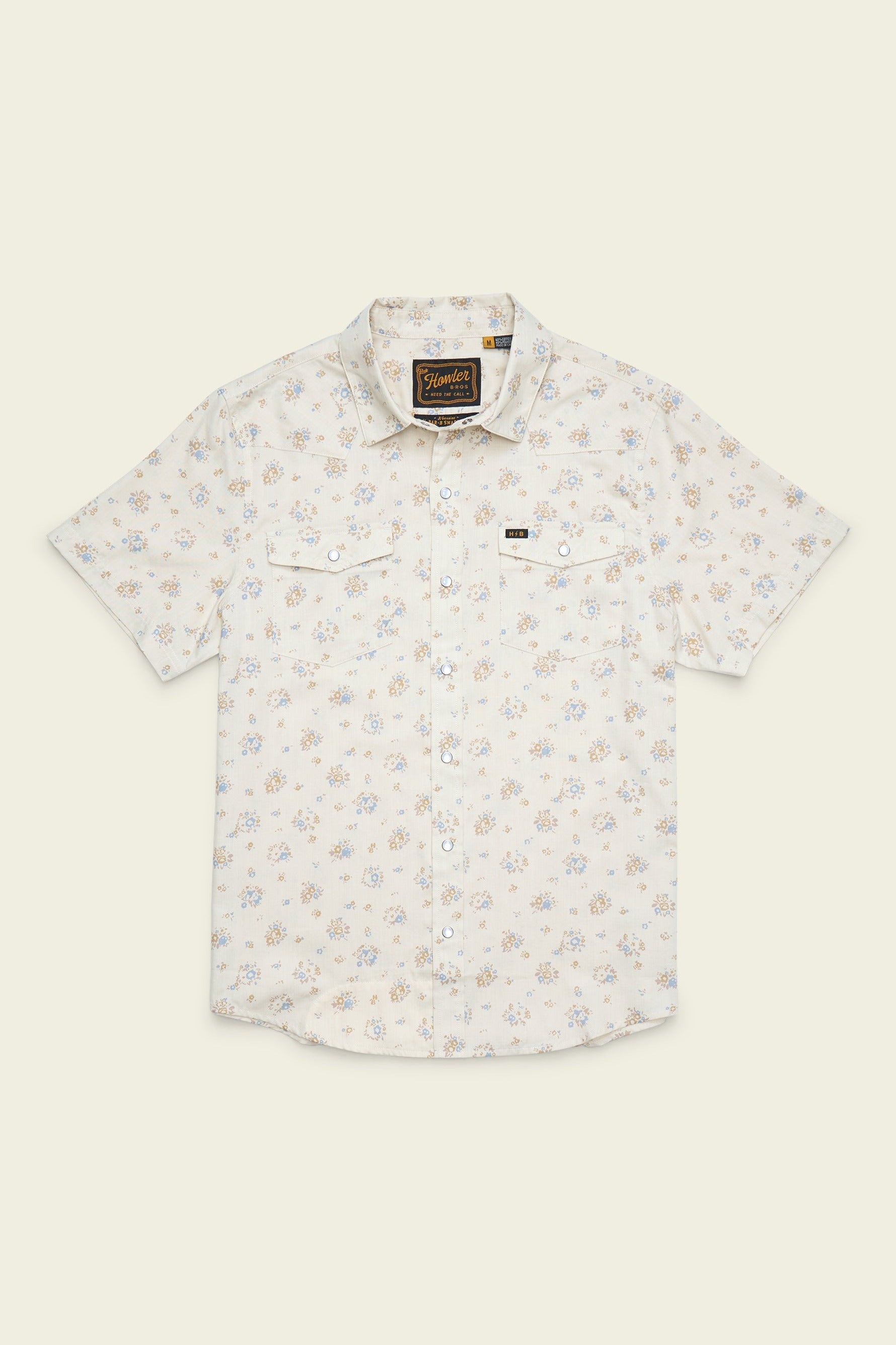 Howler Bros H Bar B Snapshirt in Bouquets Beige, front