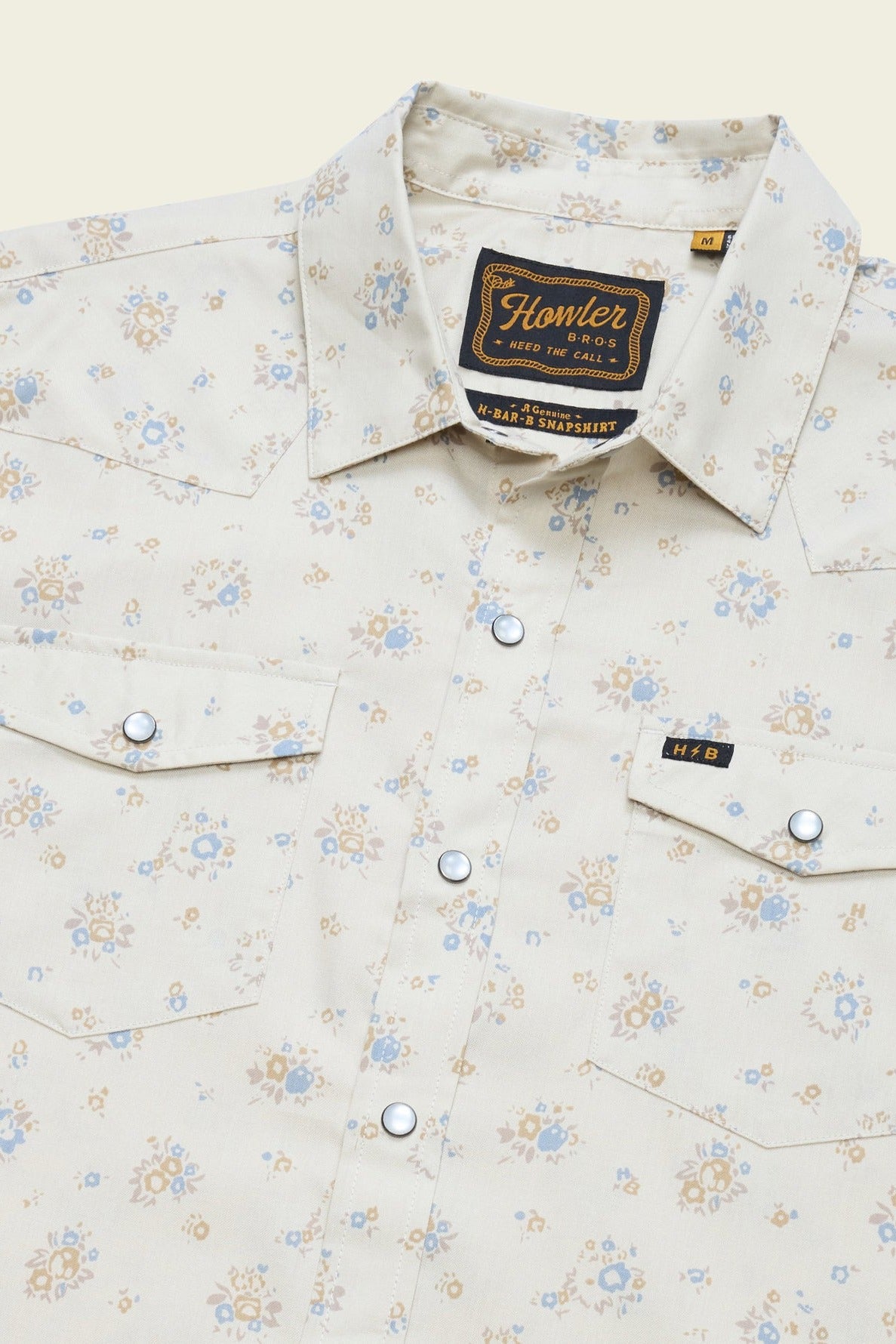 Howler Bros H Bar B Snapshirt Bouquets Beige, angled detail
