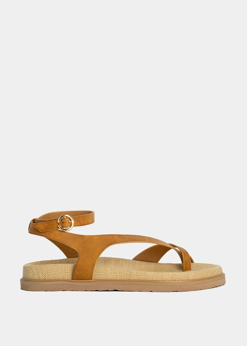 Berry Braided Slide Sandal in Camel