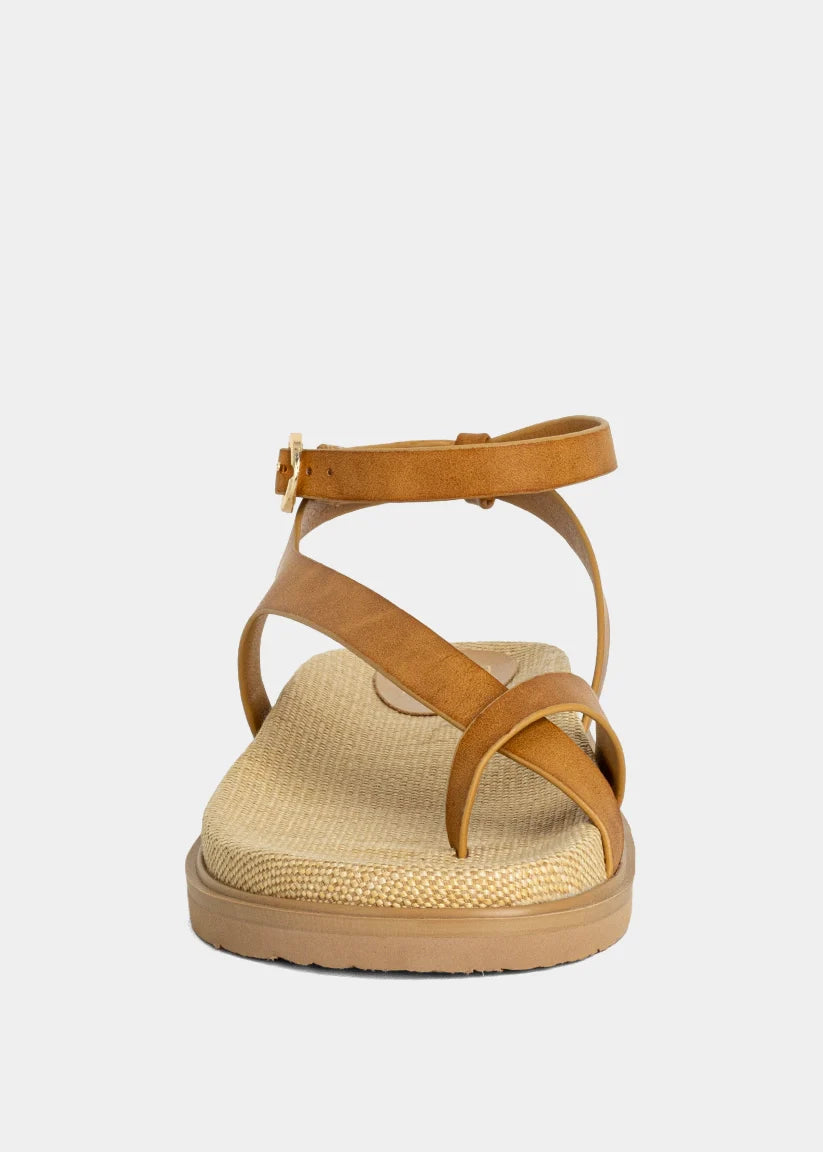 Berry Braided Slide Sandal in Camel