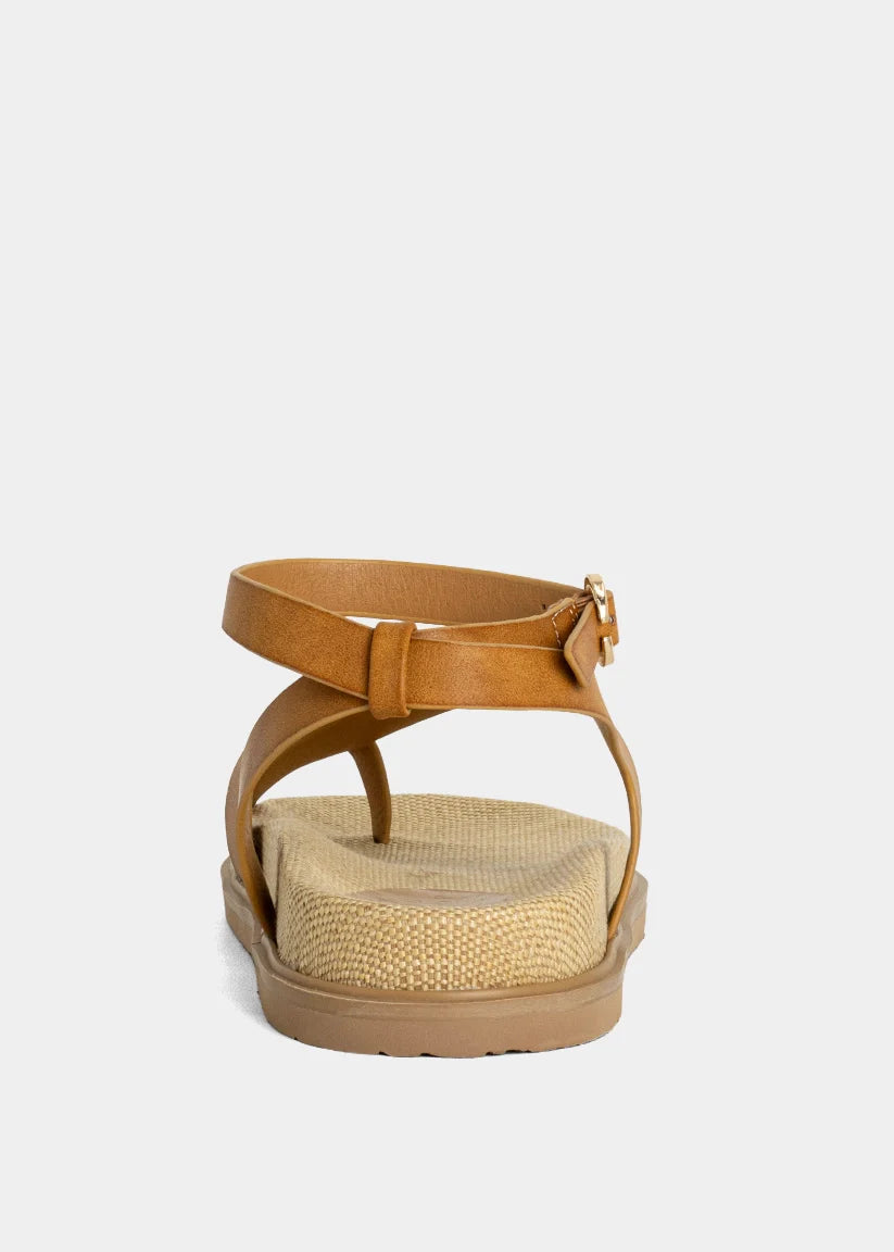 Berry Braided Slide Sandal in Camel