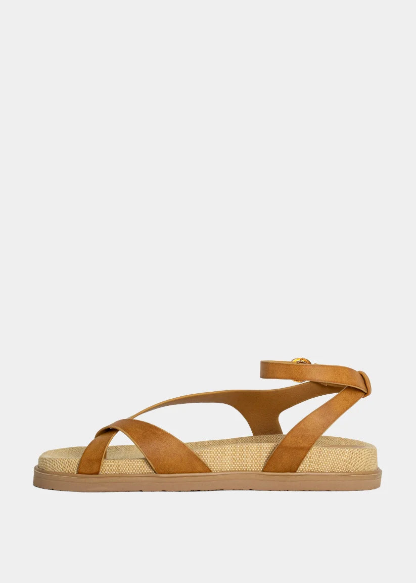 Berry Braided Slide Sandal in Camel