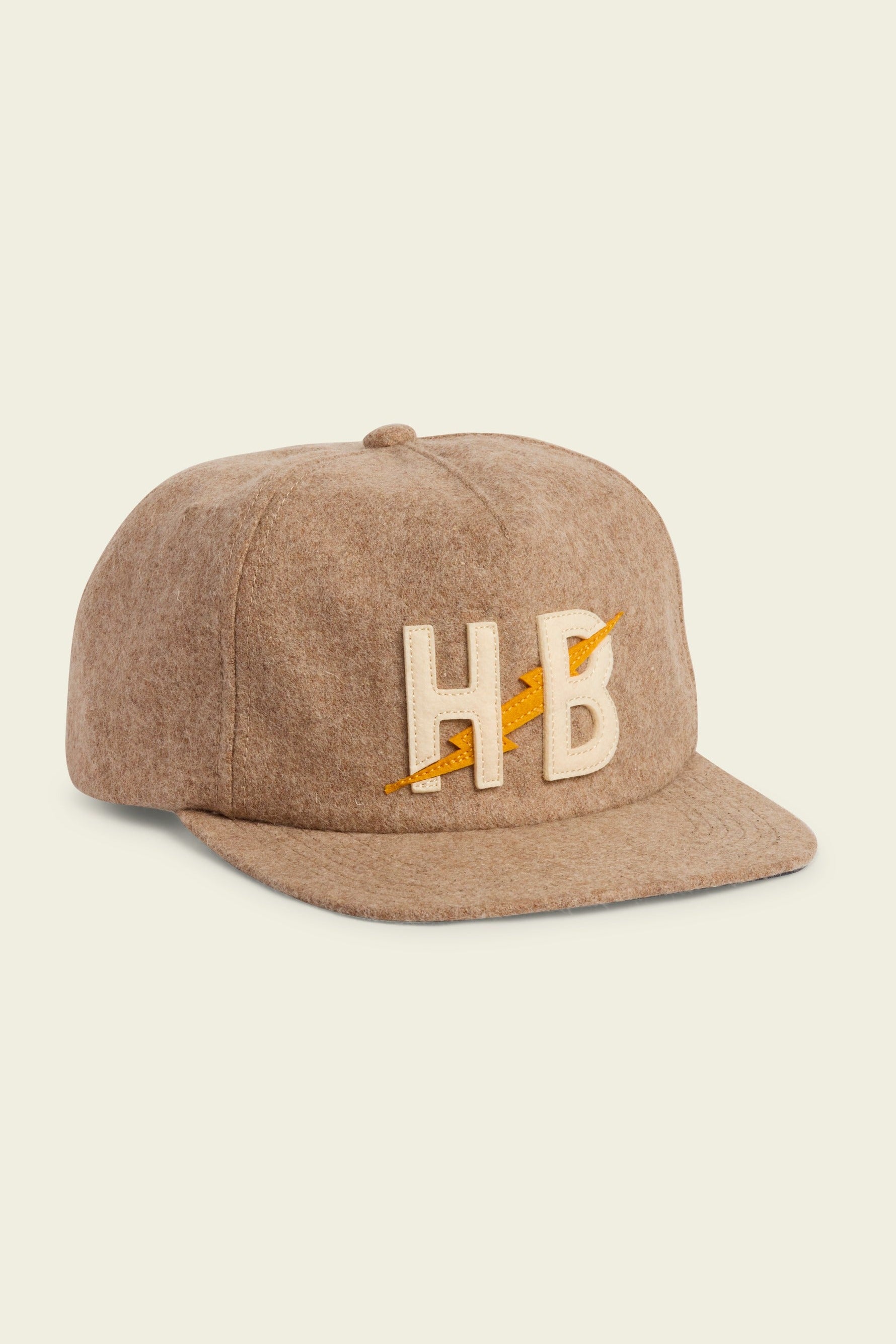 Howler Bros Big HB unstructured snapback in Cowhide, front