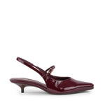Big Screen Heel in burgundy crinkle patent, side view