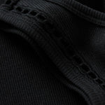 Z Supply Boa Rib Tank in Black, eyelet trim detail