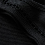 Z Supply Boa Rib Tank in Black, eyelet trim detail