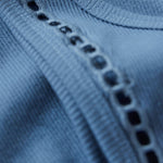 Z Supply Boa Rib Tank in Lake Blue, eyelet trim detail