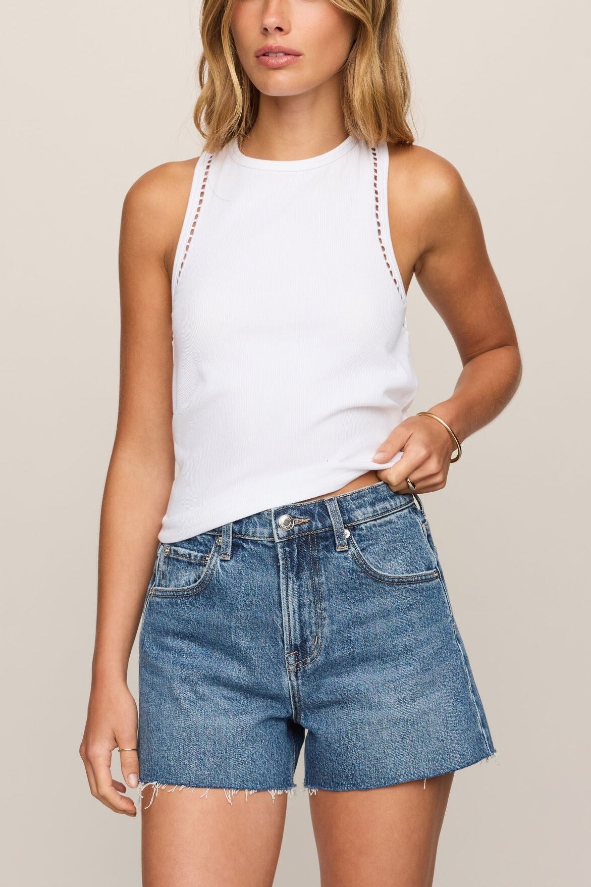 Z Supply Boa Rib Tank in White, front view