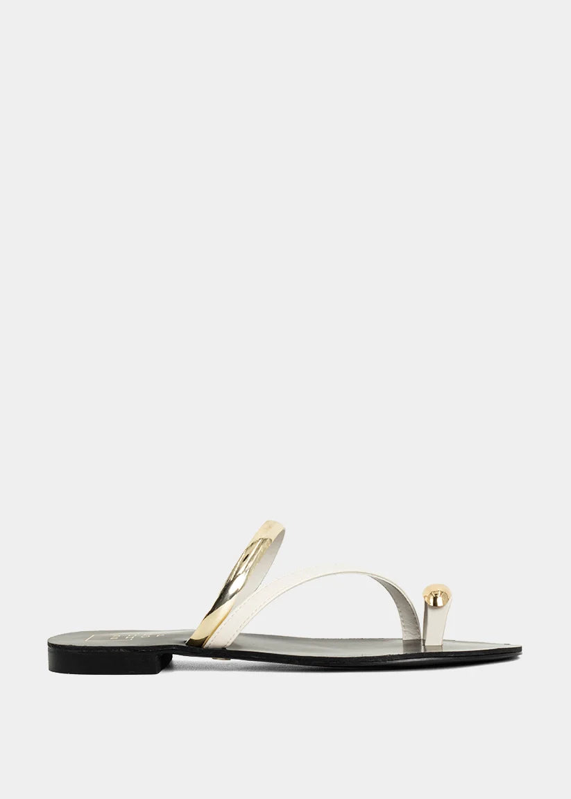 Brenda Woven Flat Sandal in Bone