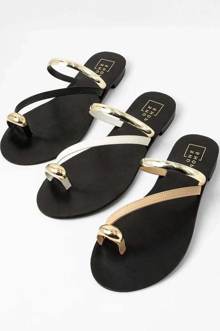 Brenda Woven Flat Sandal in Bone