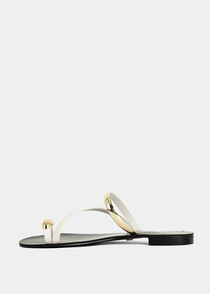 Brenda Woven Flat Sandal in Bone
