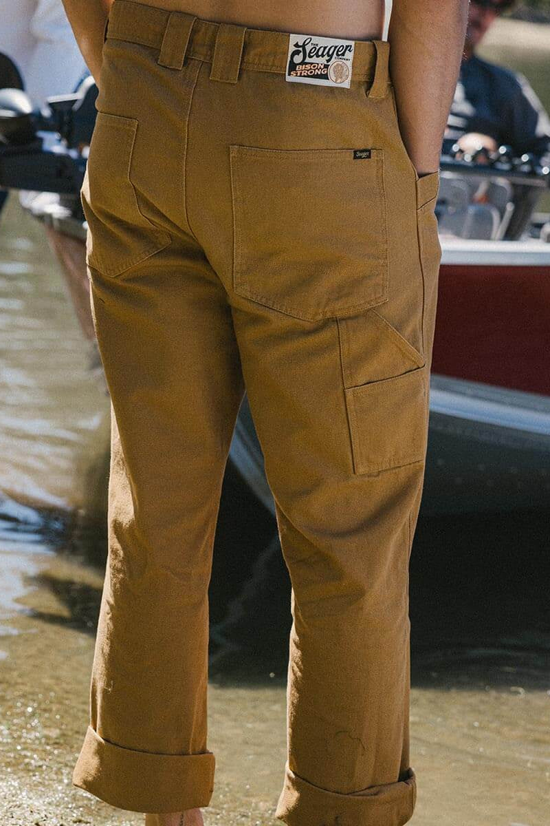 Bison Canvas Pant in Bronze worn back view