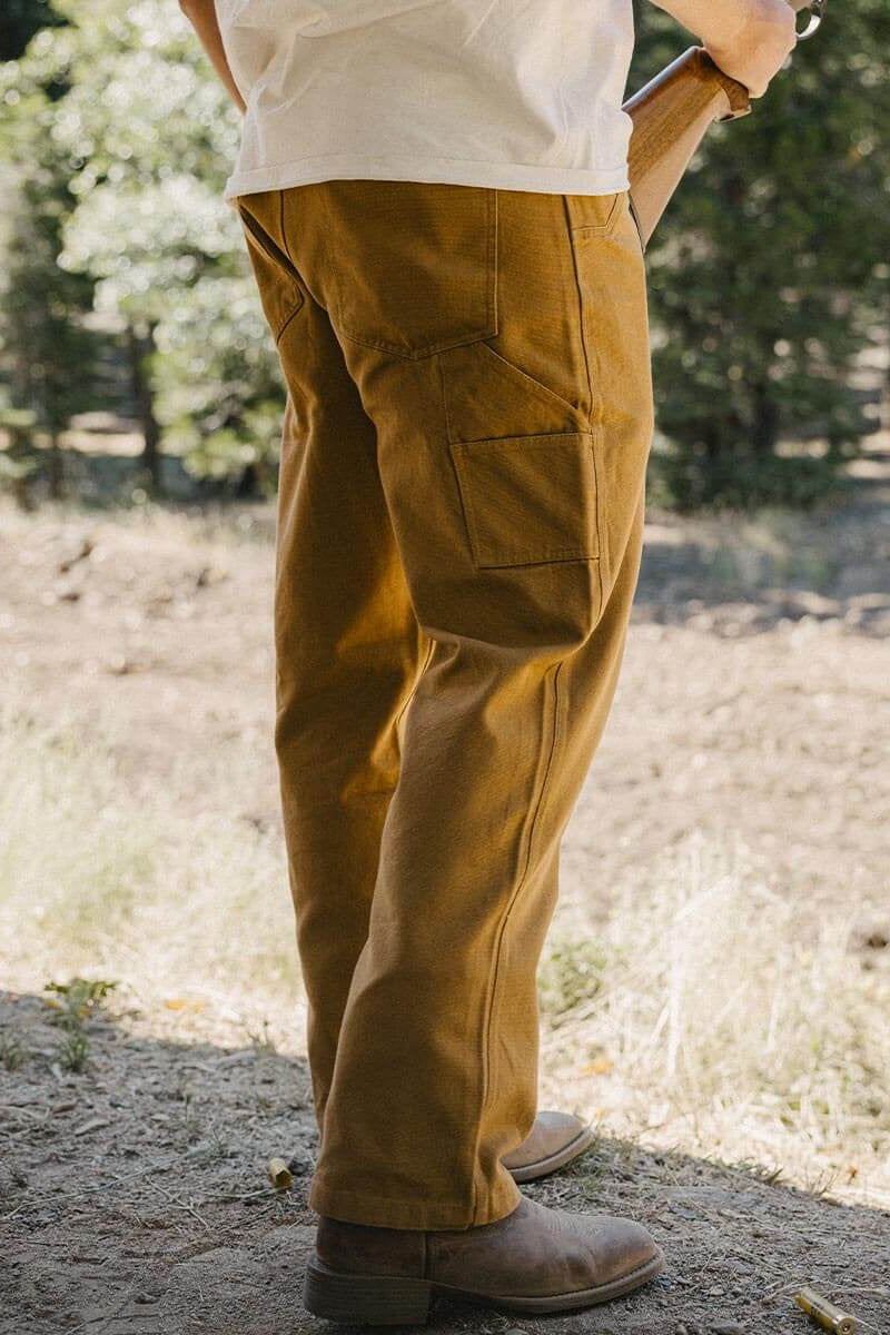 Bison Canvas Pant in Bronze worn front view