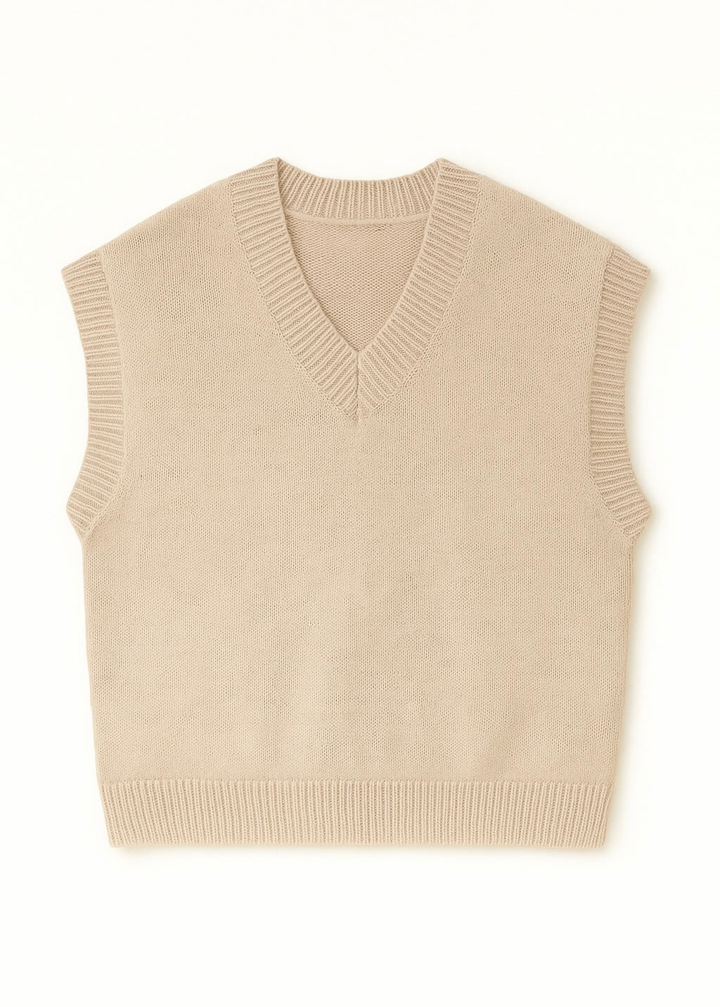 Beige knitted vest on a white background