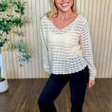 Juno Scallop Hem Pointelle Sweater