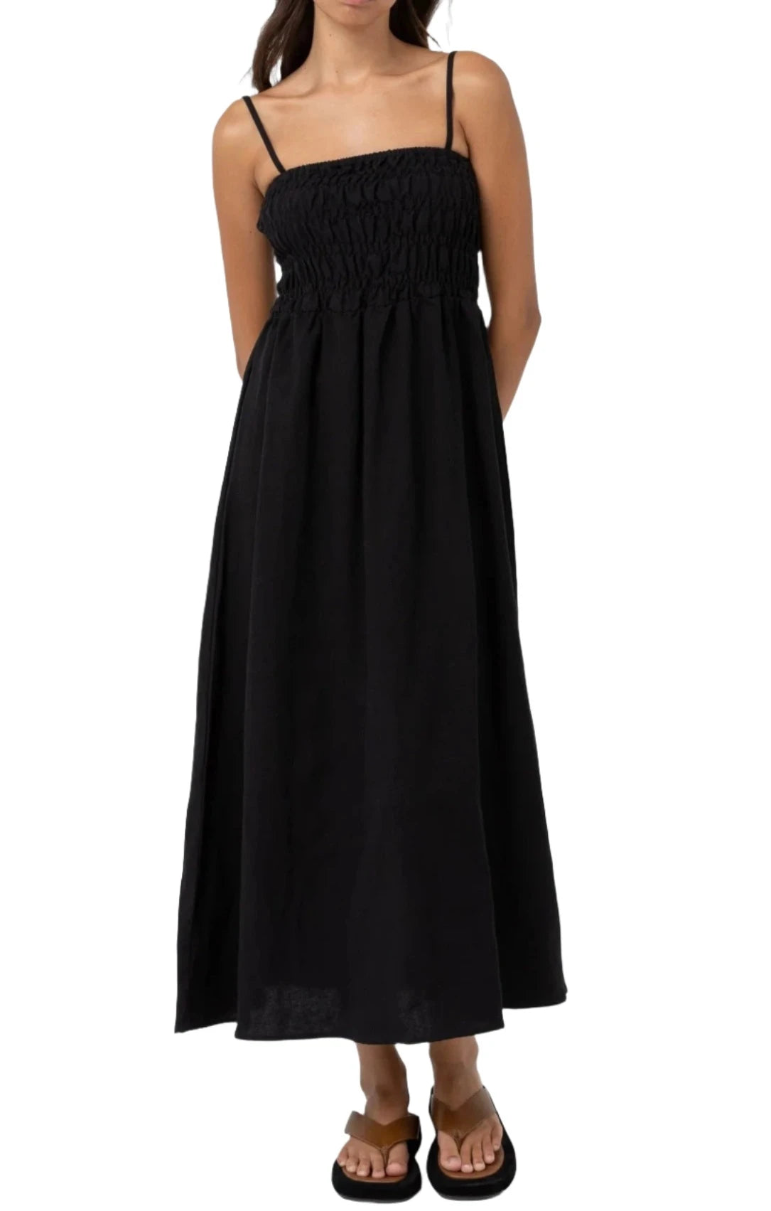 Everyday Classic Shirred Midi Dress - MTT Collective
