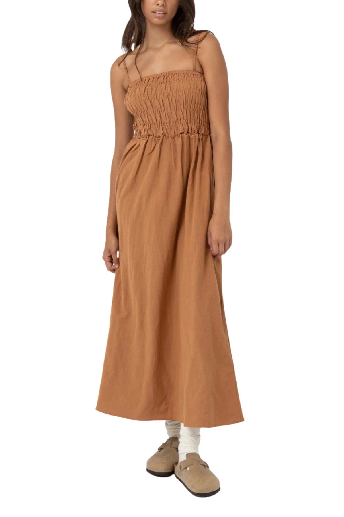 Everyday Classic Shirred Midi Dress - MTT Collective