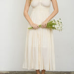Stripe Mock Button Sleeveless Midi Sundress - Butter Yellow