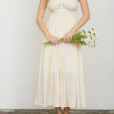 Stripe Mock Button Sleeveless Midi Sundress - Butter Yellow