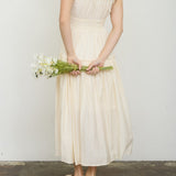 Stripe Mock Button Sleeveless Midi Sundress - Butter Yellow