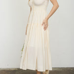 Stripe Mock Button Sleeveless Midi Sundress - Butter Yellow