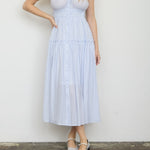 Stripe Mock Button Sleeveless Midi Sundress - Light Blue