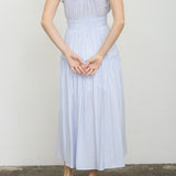 Stripe Mock Button Sleeveless Midi Sundress - Light Blue