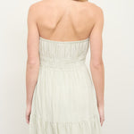 Stripe Strapless Front Tie Detail Mini Dress - Olive