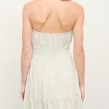 Stripe Strapless Front Tie Detail Mini Dress - Olive