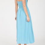 Smocked Basque Waist Spaghetti Strap Midi Dress - Dark Mint