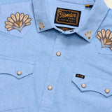 Howler Bros Crosscut Deluxe Snapshirt Fanned Flora, angled detail