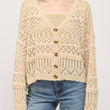 Twyla Button Down Crochet Knit Cardigan