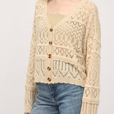 Twyla Button Down Crochet Knit Cardigan