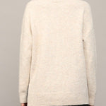 Oatmeal V-neck sweater back view