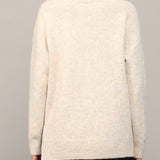 Oatmeal V-neck sweater back view