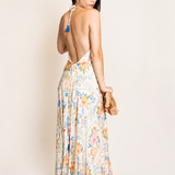 Z&L Europe Floricana Maxi Dress in multi color floral viscose, open back view