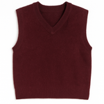 Maroon sweater vest on a white background