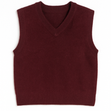 Maroon sweater vest on a white background