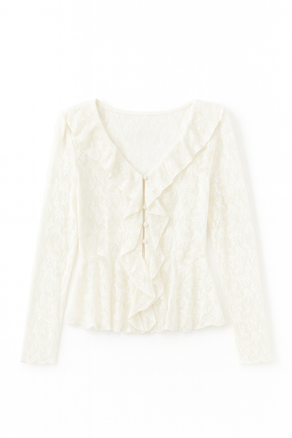 White lace top on a white background