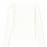 The Camille Square-Neck Rib Knit Pullover